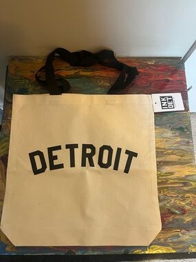 Detroit Canvas Tote with Black Strap
